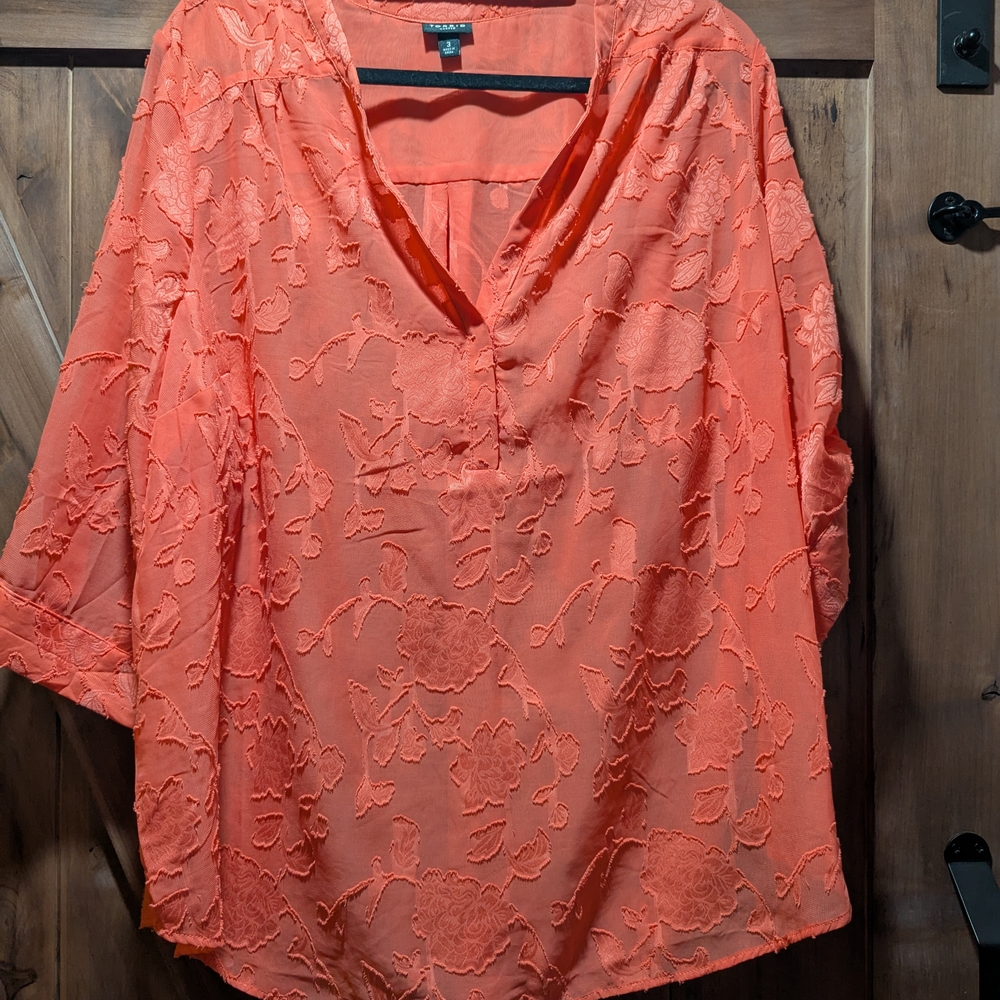 Torrid Orange Boxy Blouse with Relaxed 3/4 Sleeves